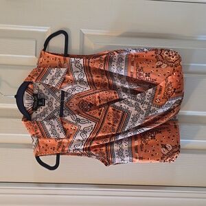 RACHEL ZOE BRAND WOMEN'S ORANGE AND BLACK SLEEVELESS TOP SIZE SMALL